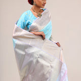 Electric Blue Butti Kanjivaram Silk Saree