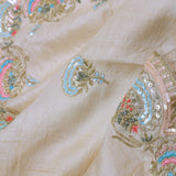 Cream Organza Embroidery Saree With Scallop Border