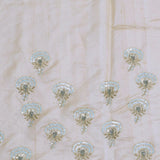 Cream Organza Embroidery Saree With Scallop Border