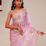 Cherub Pink Tissue Handcrafted Saree