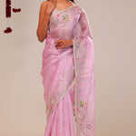 Cherub Pink Tissue Handcrafted Saree