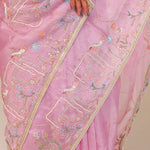 Cherub Pink Tissue Handcrafted Saree