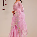 Cherub Pink Tissue Handcrafted Saree