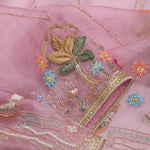 Cherub Pink Tissue Handcrafted Saree