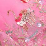 Bright Pink Organza Handcrafted Saree