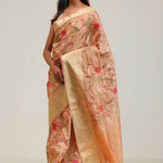 Fawn Gold Jaali Crafted Tissue Saree