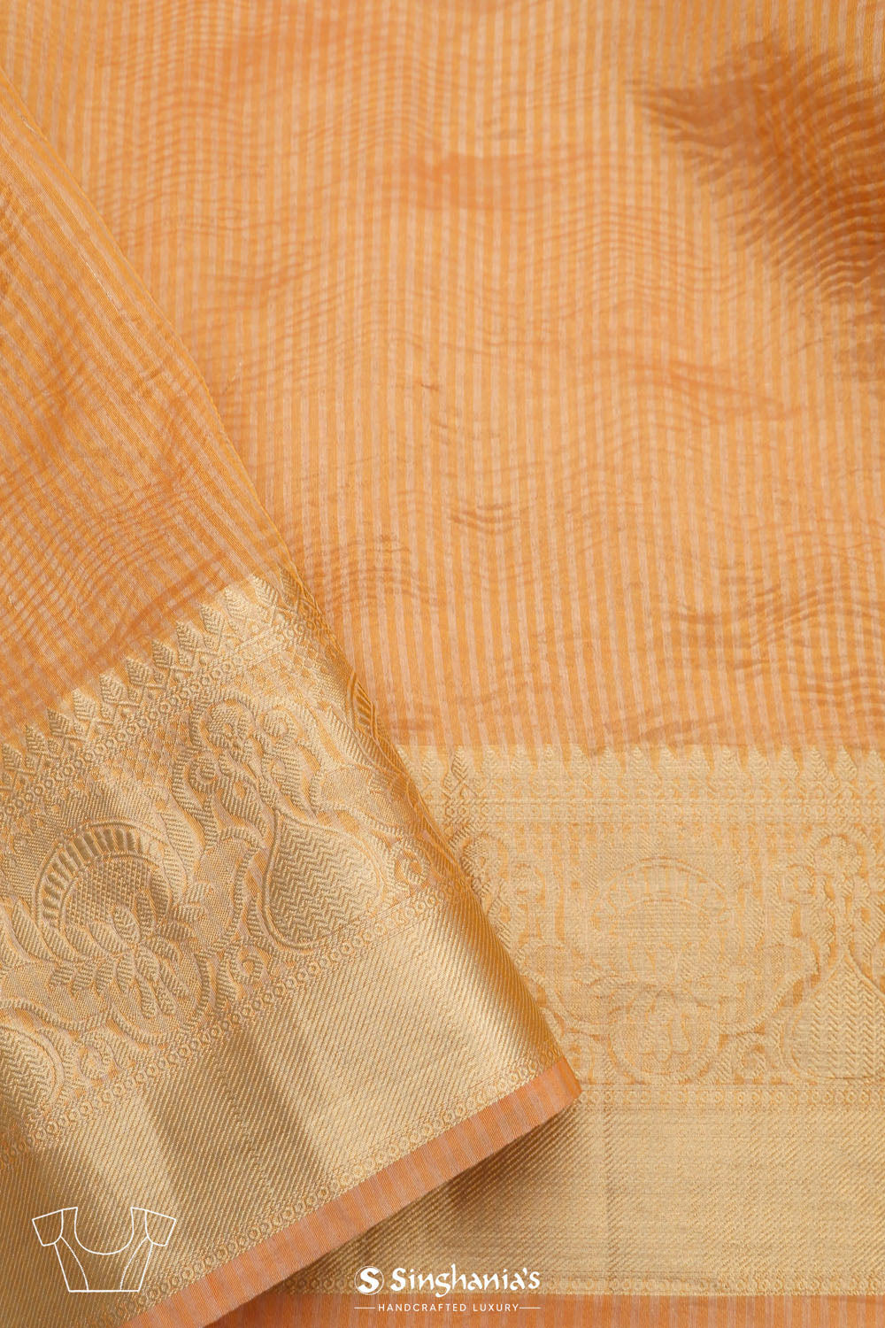 Fawn Gold Jaali Crafted Tissue Saree