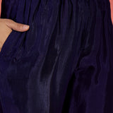 Royal Blue Silk Kurti With Floral Sleeves