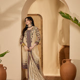 Almond Beige Silk Kurti With Floral Panel