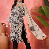 Ivory Silk Kurti With Botanical Print
