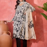 Ivory Silk Kurti With Botanical Print