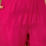 Magenta Silk Kurti With Floral Bouquet Print