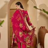 Magenta Silk Kurti With Floral Bouquet Print