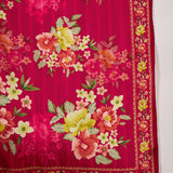 Magenta Silk Kurti With Floral Bouquet Print