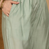 Sage Green Organza Kurti With Floral Embroidery