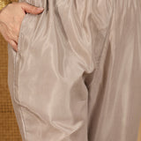 Taupe Organza Kurti With Scalloped Floral Work