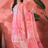 Cherry Blossom Pink Embroidered Cotton Kurta Set