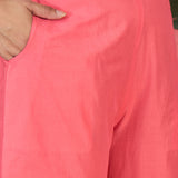Cherry Blossom Pink Embroidered Cotton Kurta Set