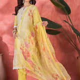 Soft Yellow Embroidered Cotton Kurta Set