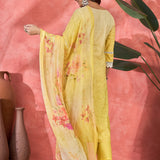 Soft Yellow Embroidered Cotton Kurta Set
