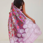 Orchid Purple Jaali Crafted Organza Saree