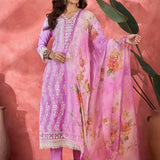 Light Purple Embroidered Cotton Kurta Set