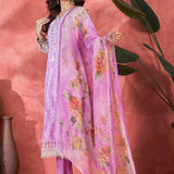 Light Purple Embroidered Cotton Kurta Set