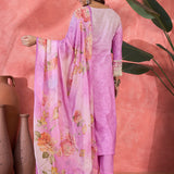 Light Purple Embroidered Cotton Kurta Set