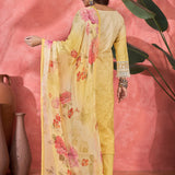 Light Yellow Embroidered Cotton Kurta Set