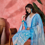 Blue Ombre Embroidered Cotton Kurta Set