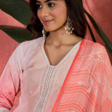 Light Pink Embroidered Cotton Kurta Set