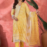 Ombre Yellow Embroidered Cotton Kurta Set