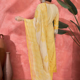 Ombre Yellow Embroidered Cotton Kurta Set