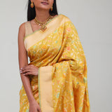 Citrine Green Banarasi Silk Jaal Saree
