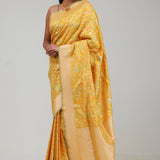 Citrine Green Banarasi Silk Jaal Saree