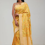 Citrine Green Banarasi Silk Jaal Saree