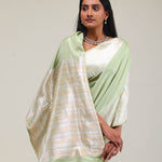 Chinoise Green Satin Banarasi Saree With Statement Border