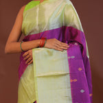 Purple Kanjivaram Saree With Light Olive Green Border