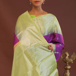 Purple Kanjivaram Saree With Light Olive Green Border