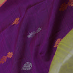 Purple Kanjivaram Saree With Light Olive Green Border