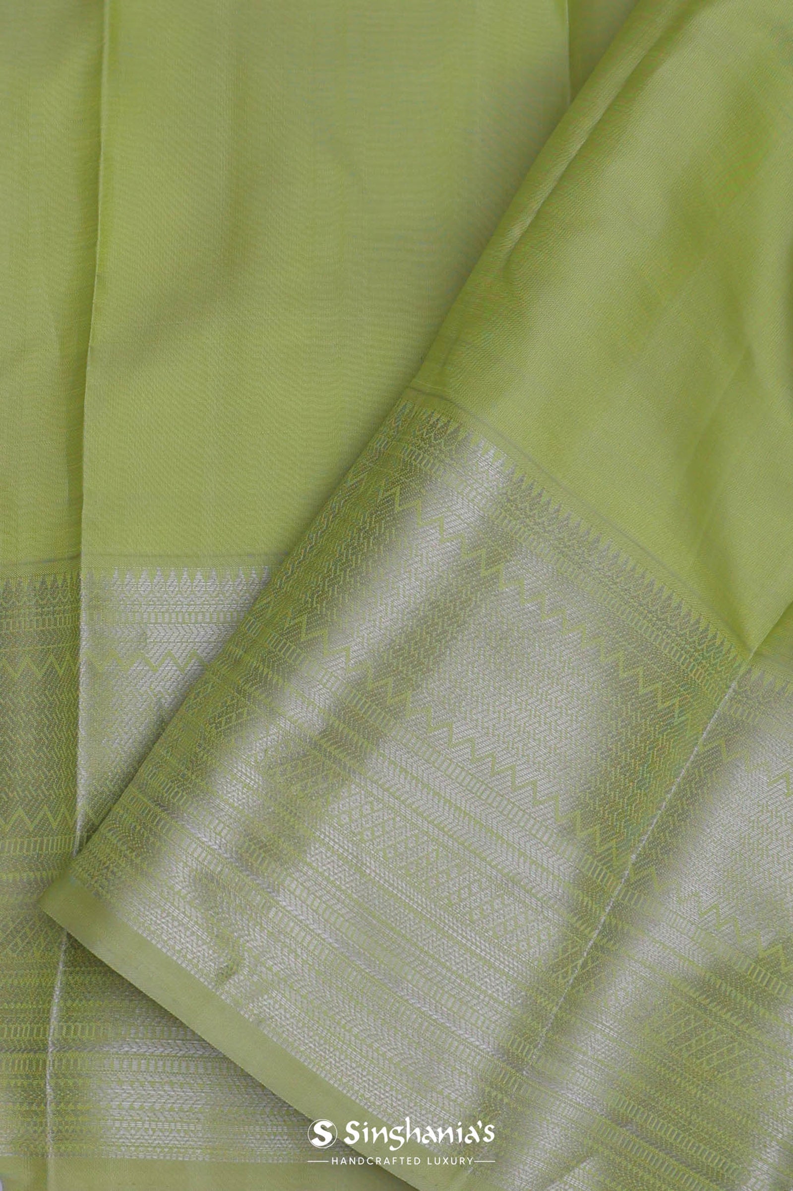 Purple Kanjivaram Saree With Light Olive Green Border