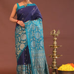 Indigo Blue Kanjivaram Saree With Designer Border