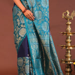 Indigo Blue Kanjivaram Saree With Designer Border