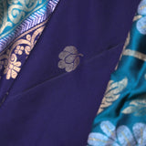 Indigo Blue Kanjivaram Saree With Designer Border