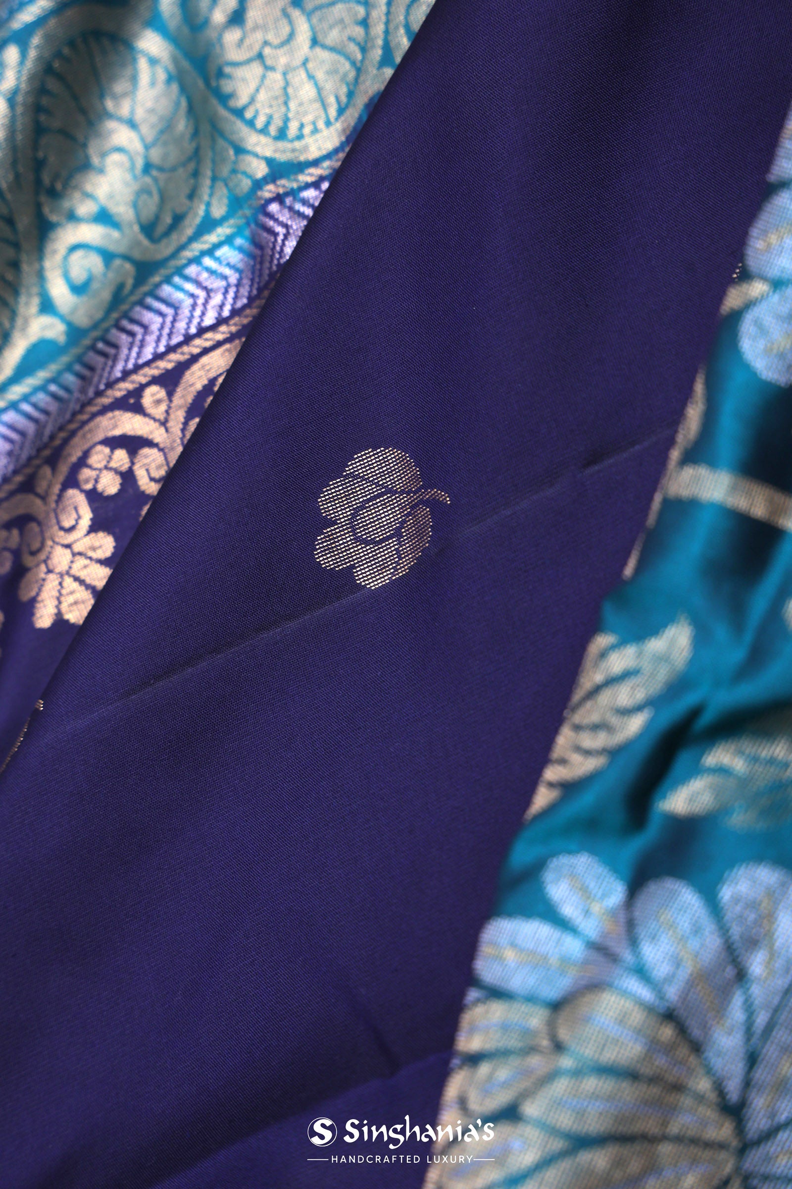 Indigo Blue Kanjivaram Saree With Designer Border