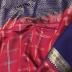 Red Kanjivaram Saree With Dark Indigo Contrast Border