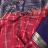 Red Kanjivaram Saree With Dark Indigo Contrast Border