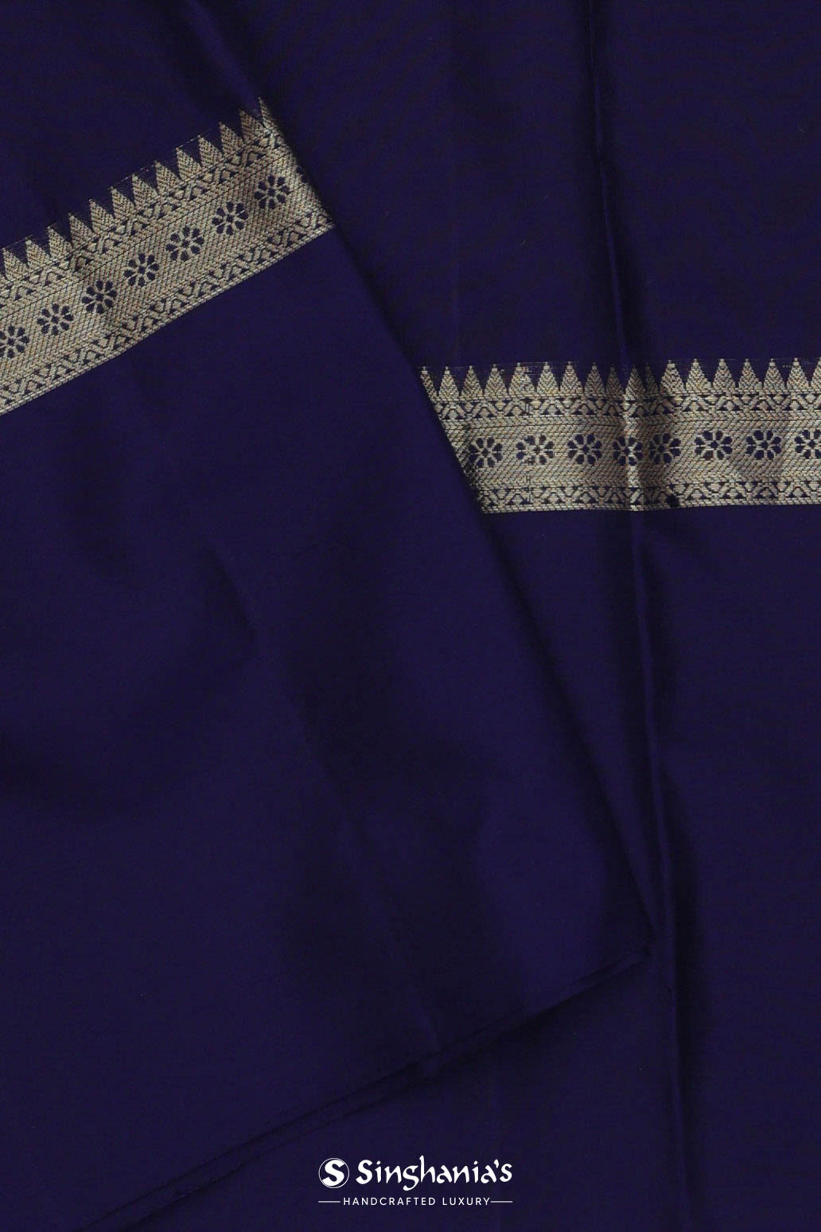 Red Kanjivaram Saree With Dark Indigo Contrast Border