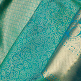 Dolphins Aqua Jalli Kanjivaram Silk Saree