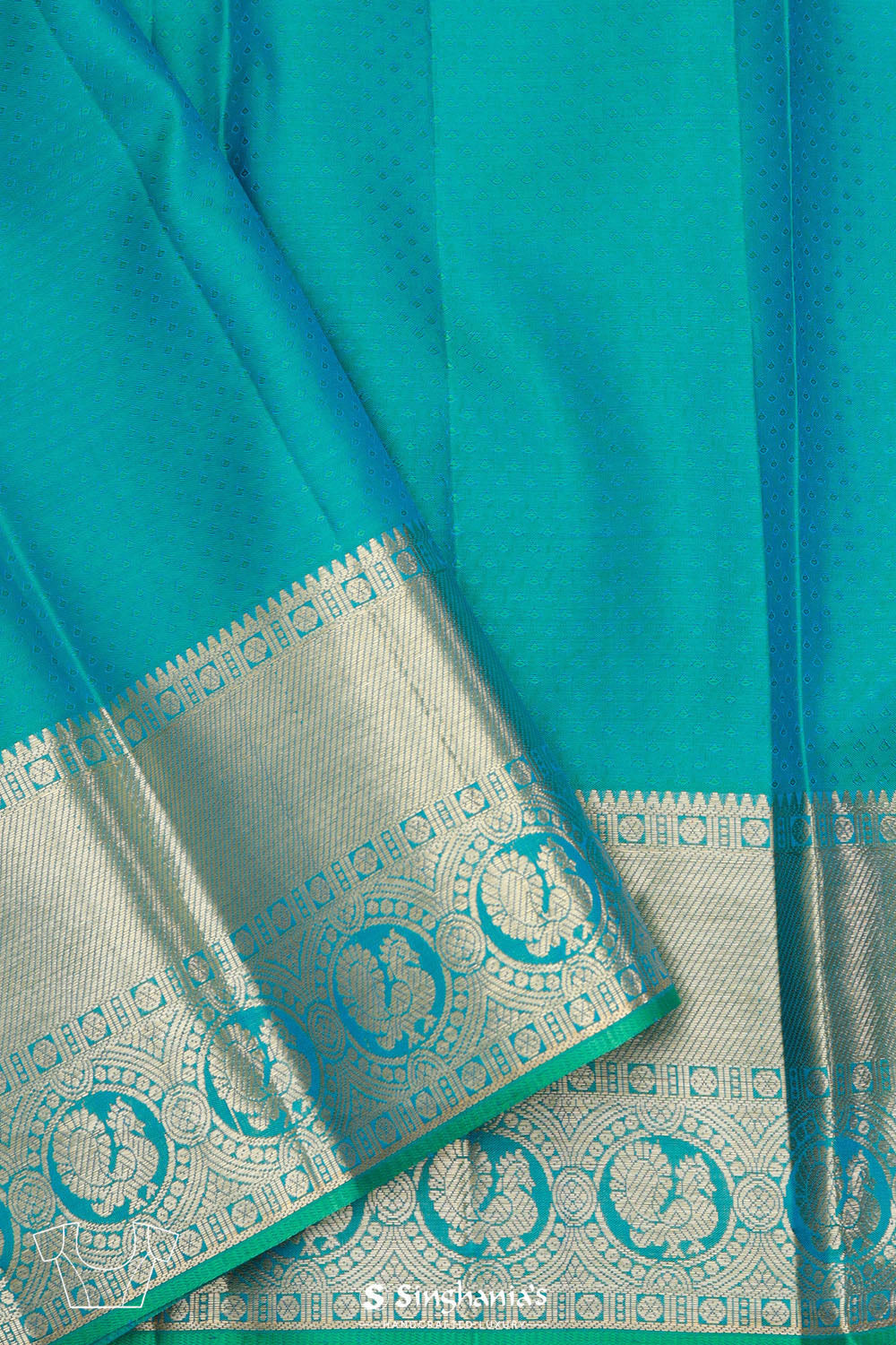 Dolphins Aqua Jalli Kanjivaram Silk Saree